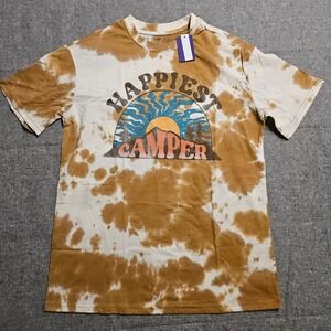 NWT Fifth Sun Happiest Camper Tie-Dye Graphic Tee Women's S Cotton‎ Blend